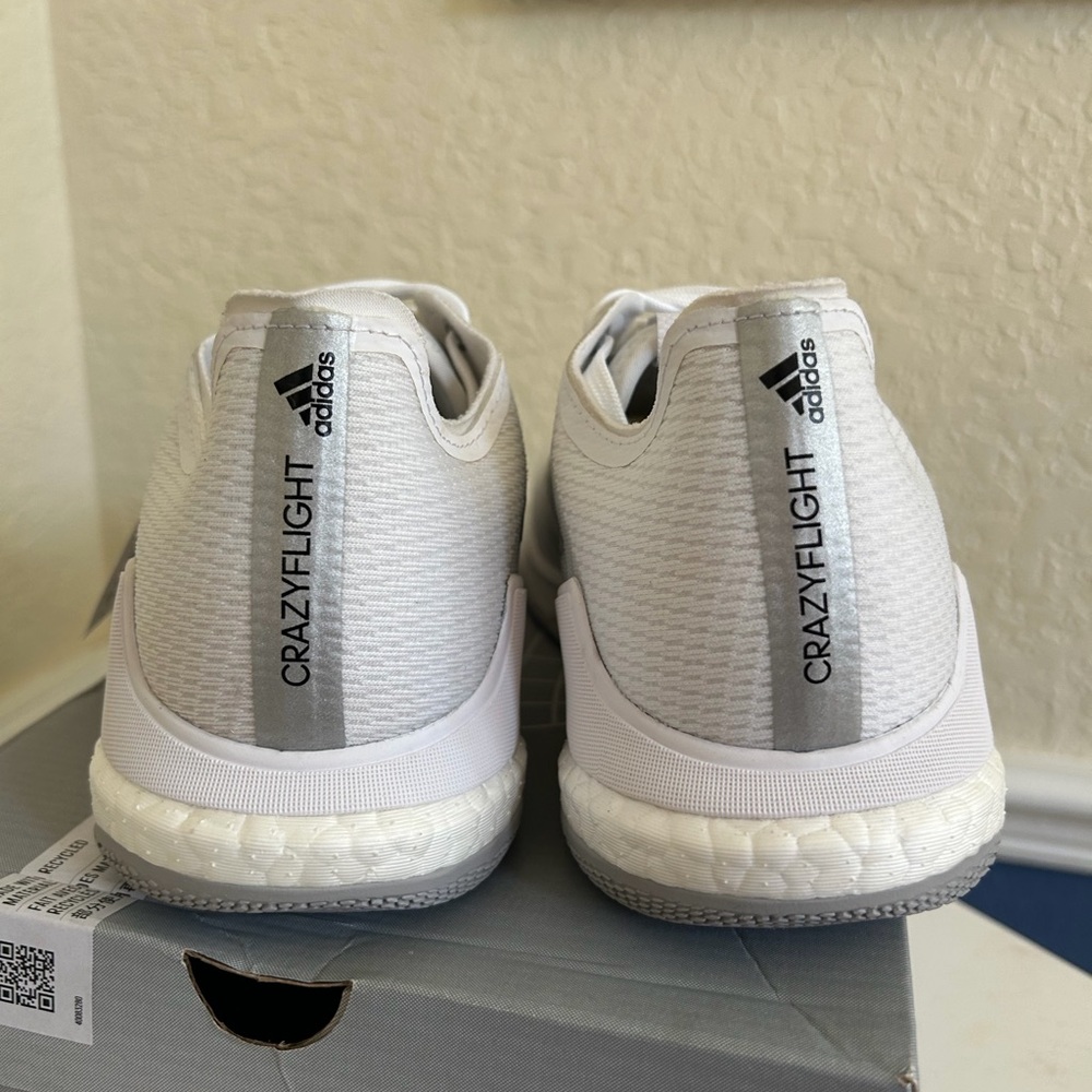 Adidas Crazyflight Shoes White Silver Metallic & Grey Color-way S 8 GY9270 - Picture 11 of 16